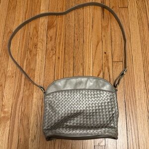 Ganson Chic Silver Woven Crossbody Bag